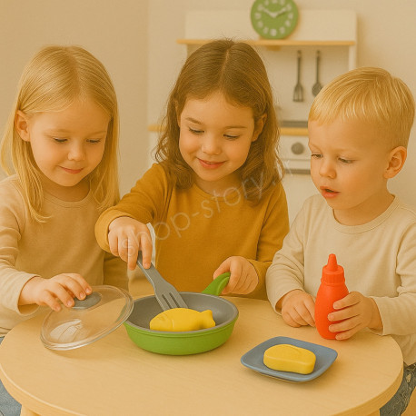 Jouet Air Fryer Sonore et Lumineux, 4 Boutons de Cuisson, Aliments qui Changent de Couleur, À Piles, Dès 3 Ans