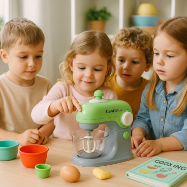 Jouet Robot Pâtissier Sonore, Fonctionnel avec 3 Ustensiles, Tourne Réellement, À Piles, Dès 3 Ans