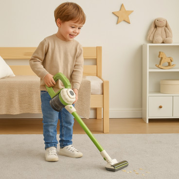 Aspirateur Jouet 3-en-1 pour Enfant, Fonctionnel et Sonore, Aspiration Réelle à Piles, Marche-Arrêt, 2 Embouts, dès 3 Ans