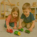 Coffret 16 Camions à Rétrofriction, Véhicules Métier Militaire, Construction, Pompier et Propreté, Jouet Enfant dès 3 Ans