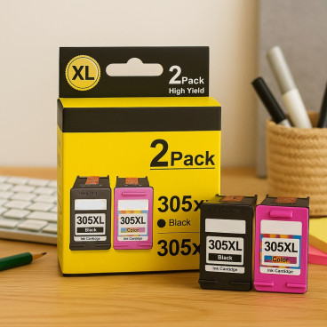 Pack Cartouches Compatibles HP 305XL Deskjet 1210 à 4223e/Deskjet Plus 4110 à 4210e/Envy 6010 à 6065e & Envy Pro 6420 à 6475e
