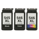 Cartouches Compatibles CANON PG-545 CL-546 Pixma IP 2800 à 2850/MG 2400 à 3053/MX 490, 494, 495/TR 4500 à 4651/TS 205 à 3452