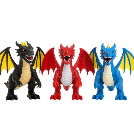 Dragon Coloré 35 cm Interactif Cracheur de Fumée, Ailes Battantes et Rugissement, Lumière et Son, Jouet pour Enfant