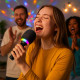 Micro-Enceinte Karaoké Bluetooth 3W avec Lumières LED RGB, Effets Vocaux Magiques et Batterie Rechargeable