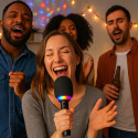 Micro-Enceinte Karaoké Bluetooth 3W avec Lumières LED RGB, Effets Vocaux Magiques et Batterie Rechargeable