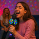 Micro-Enceinte Karaoké Bluetooth 3W avec Lumières LED et Boule Disco USB, Effets Vocaux Magiques et Batterie Rechargeable