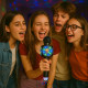 Micro-Enceinte Karaoké Bluetooth 3W avec Lumières LED et Boule Disco USB, Effets Vocaux Magiques et Batterie Rechargeable