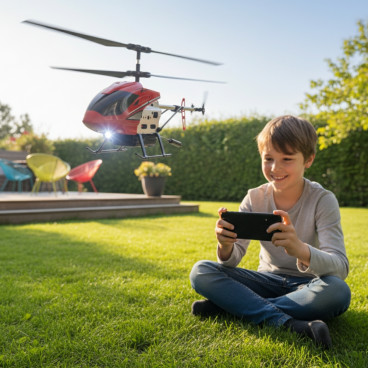 Hélicoptère Drone Caméra 2MP Intégrée WIFI, Vol Stable et Télécommande 1-Clic, LED, Support Smartphone, Figures Aériennes