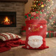 Grande Hotte de Noël XL 100x60 cm – Sac Cadeaux 3D Brodé “Joyeux Noël” avec Motif Père Noël, Décoration et Emballage Fêtes