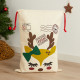 Hotte de Noël M 70x50 cm – Sac Cadeaux Imprimé avec Motif Petit Renne, Décoration et Emballage Fêtes