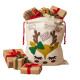 Hotte de Noël M 70x50 cm – Sac Cadeaux Imprimé avec Motif Petit Renne, Décoration et Emballage Fêtes