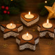 Pack de 4 Bougeoirs en Bois Noël 10cm – Décorations de Table Festives, Formes Aléatoires, Centre de Table Naturel