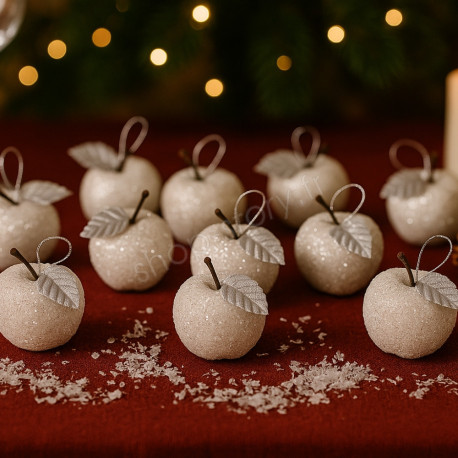 Pack de 18 Pommes Neige à Suspendre – Décorations de Noël Éblouissantes pour Sapin