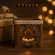 Pack 4 Photophores Carrés en Bois – Décorations de Table Noël, Ambiance Chaleureuse, Motifs Aléatoires