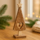 Pack de 4 Bougeoirs en Bois Noël 10cm – Décorations de Table Festives, Formes Aléatoires, Centre de Table Naturel