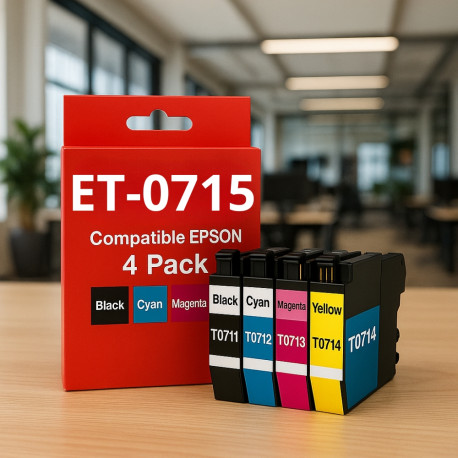 Pack de Cartouches Compatibles EPSON T0711-T0712-T0713-T0714 Imprimantes Stylus 78, 91, 92, Stylux DX, Stylux Office, Stylux SX