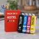 Pack de Cartouches Compatibles EPSON 407 XL pour Imprimantes WorkForce 4745, 4745DTWF, Pro WF-4745, Pro WF-4745DTWF