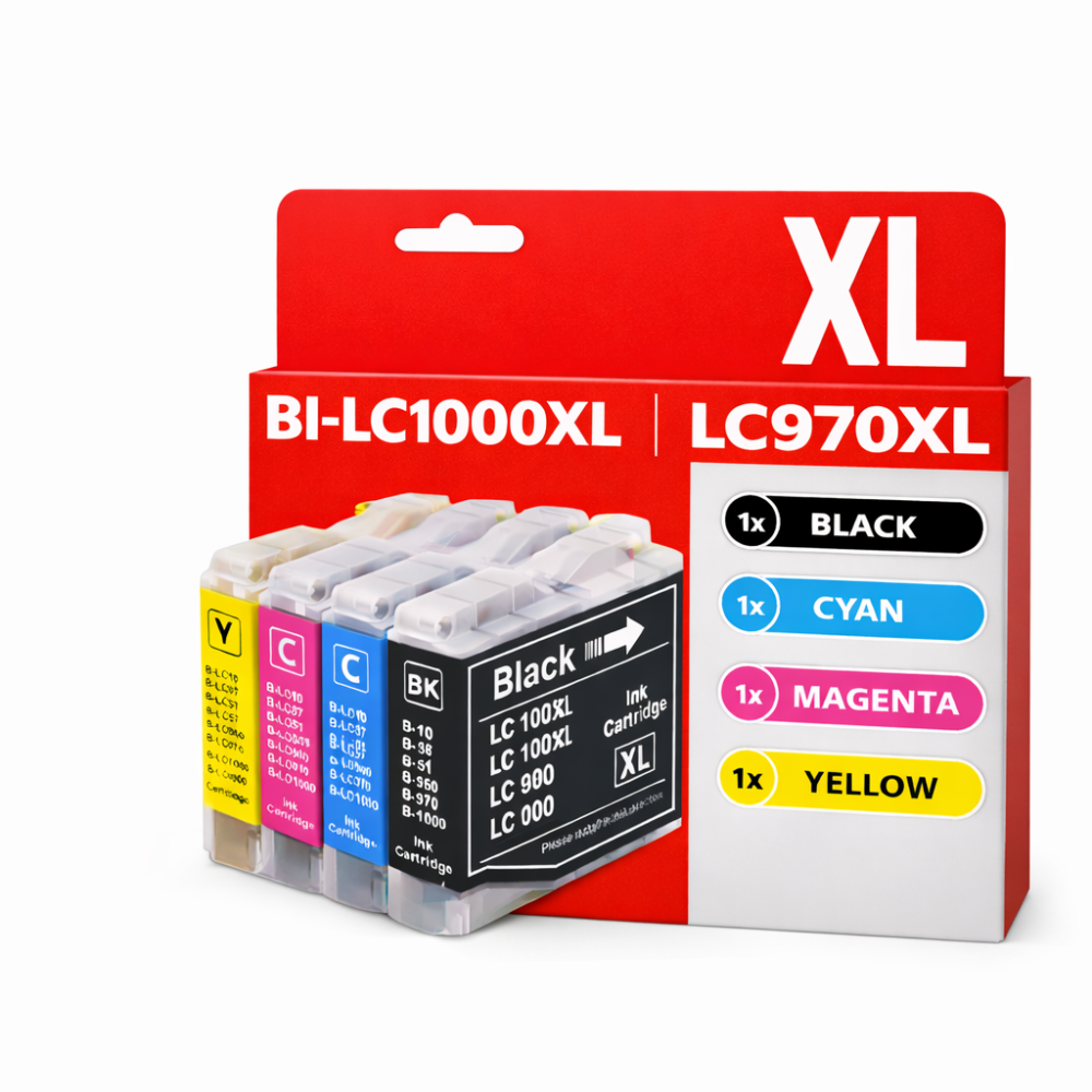 Pack de Cartouches Compatibles BROTHER LC-1000XL/LC-970XL Imprimantes DCP 130C à 770CW/FAX 1355 à 2580C/MFC 230C à 885CW