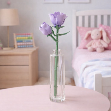 Rose Mauve Décorative à Construire en Briques – Fleur DIY 48 Pièces, Décoration Intérieure Originale à Exposer