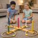 Jeu de Lancer d’Anneaux en Bois – 5 Piquets Colorés et 5 Anneaux en Corde – Jeu d’Adresse Extérieur Enfants et Famille
