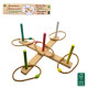 Jeu de Lancer d’Anneaux en Bois – 5 Piquets Colorés et 5 Anneaux en Corde – Jeu d’Adresse Extérieur Enfants et Famille