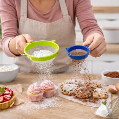 Set de 4 Tamis à Farine Colorés – Tailles Différentes, Tamisage Fin pour Pâtisserie, Cuisine et Desserts