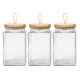 Set de 3 Bocaux en Verre 1500 mL avec Couvercle Hermétique en Bois – Conservation Alimentaire, Cuisine et Stockage Sec