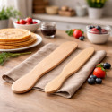 Set de 2 Spatules en Bois pour Crêpes 29 cm & 38 cm – Bout Rond et Pointe, Idéales pour Étaler et Retourner Sans Rayures