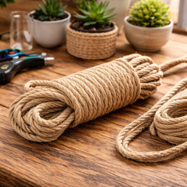 Corde Chanvre Diam&egrave;tre 8 mm Longueur 10M en &Eacute;cheveau &ndash; Pour Usage Int&eacute;rieur ou Ext&eacute;rieur, D&eacute;coration, Bricolage