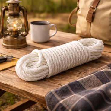 Corde Blanche Polypropylène Diamètre 12 mm Longueur 10M en Écheveau – Fil Retordu Anti-UV pour Usage Bricolage et Extérieur