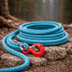 Corde à Poulie avec Crochet et Cosse 15M - Tressée en Polypropylène, Robuste et Polyvalente, Diamètre 23 mm, Bleu Canard