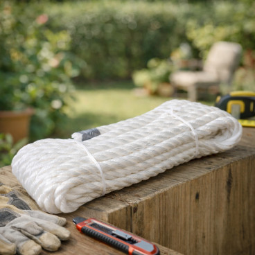 Corde Blanche Polypropyl&egrave;ne Diam&egrave;tre 16 mm Longueur 10M en &Eacute;cheveau &ndash; Fil Retordu Anti-UV pour Usage Bricolage et Ext&eacute;rieur