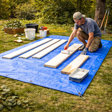 B&acirc;che &agrave; Bois Tiss&eacute;e 1,5 x 6 m &ndash; 60g/m&sup2; &ndash; Poly&eacute;thyl&egrave;ne Double Face, Coins Renforc&eacute;s et &OElig;illets M&eacute;talliques