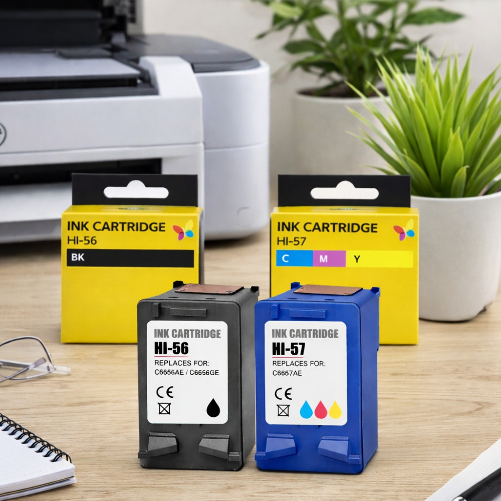 Pack Cartouches Compatibles HP 56 57 pour Deskjet 450–9680, OfficeJet 1100–6150, PhotoSmart 130–7960, PSC 1100–2575