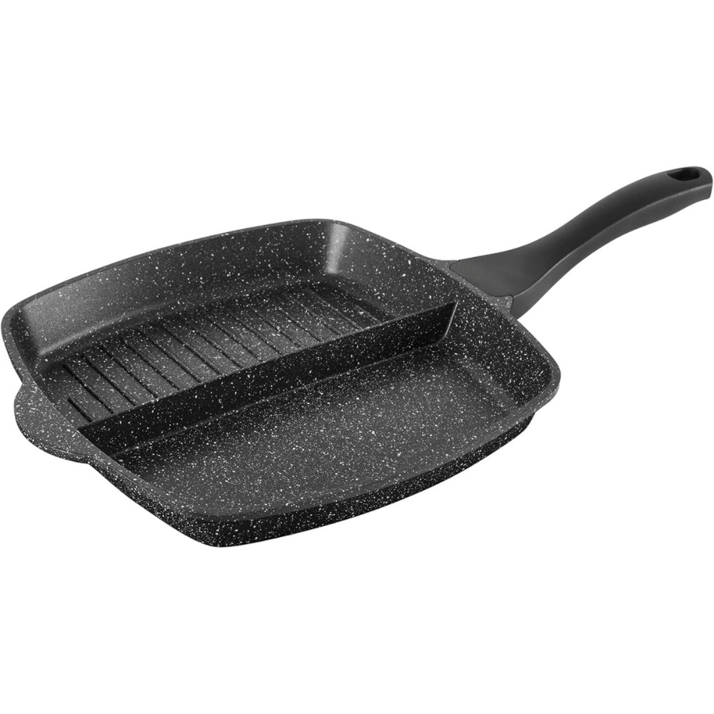 SITRAM 716947 Poêle 2 sections 26x26 cm fonte d’aluminium antiadhésive compartimentée, manche bakélite, tous feux dont induction