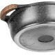 Sitram 716948 Sauteuse 2 compartiments Ø28 cm fonte d’aluminium effet pierre sans PFOA, couvercle verre, tous feux induction