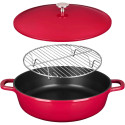 Sitram 716946 Sauteuse cocotte 6-en-1 Ø28 cm fonte aluminium effet pierre sans PFOA, vapeur, rôtissoire, induction & four