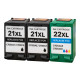 Cartouches Compatibles HP 21XL 22XL pour DeskJet 3747 à F4194/OfficeJet 4312 à J5520/PSC 1400 à 1417/PhotoSmart 1402 AiO à 1417
