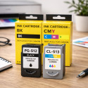 Cartouches Compatibles CANON PG-512 CL-513 Imprimantes Pixma iP 2700 et iP 2702 & Pixma MP 230 à MP 499 & Pixma MX 320 à MX 420