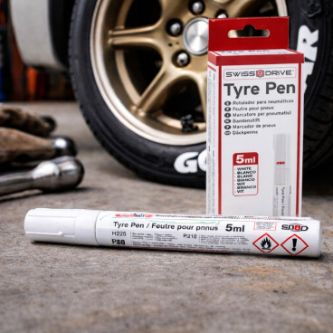 Stylo &agrave; Pneus Blanc 5 ml &ndash; Marqueur Sp&eacute;cial Pneus Auto et Moto pour Souligner les Lettres et Look Sportif