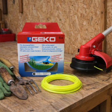 Fil Nylon Coupe-Bordure GEKO 2,4mm x 15M – Bobine Qualité Professionnelle pour Débroussailleuse