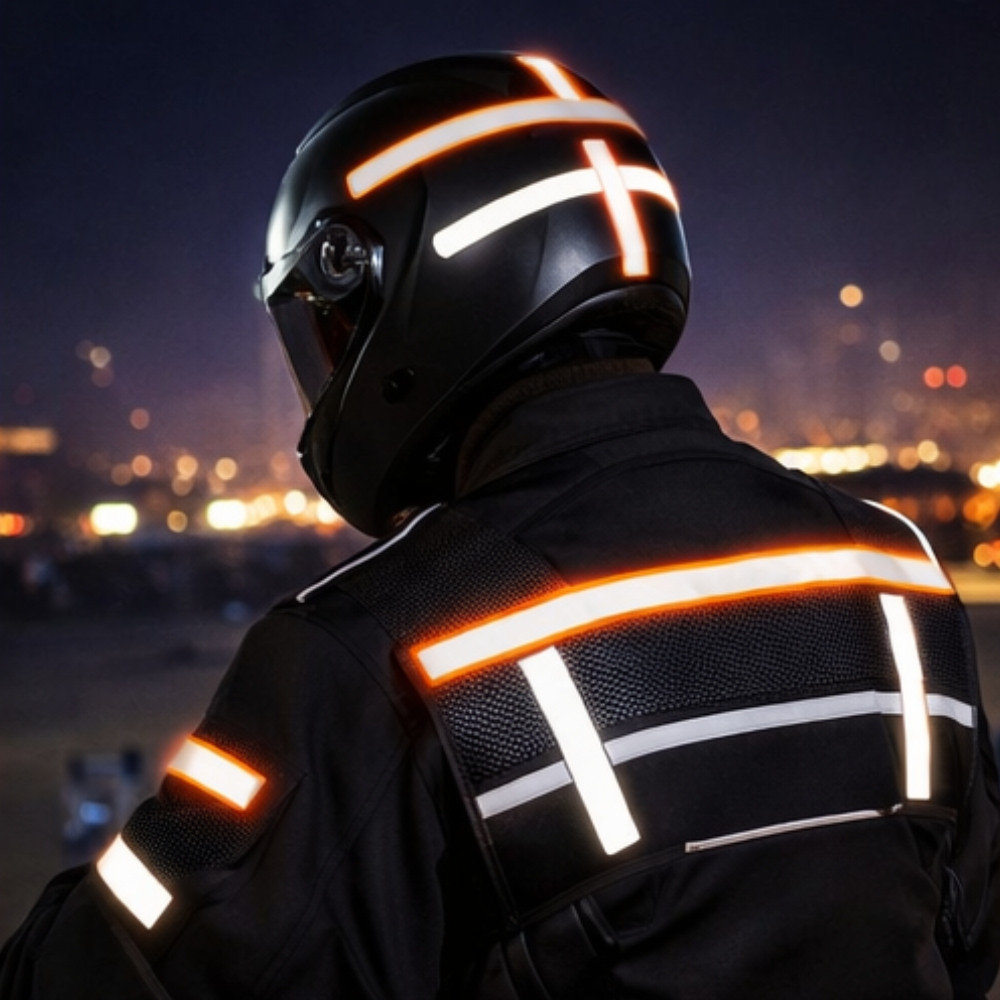 Lot de 2 Rubans Adhésifs Fluorescents & Réfléchissants GEKO – Haute Visibilité Vélo, Moto, Casque