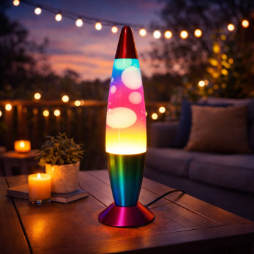Lampe Lave Rainbow 41 cm Multicolore Effet Fluide D&eacute;coratif &ndash; Lampe Disco Lumineuse Ambiance pour Salon, Chambre et Bureau