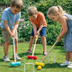 Jeu de Croquet Complet en Bois pour 4 Joueurs avec Arceaux Maillets et Boules – Jeu de Jardin avec Filet de Rangement