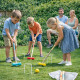 Jeu de Croquet Complet en Bois pour 4 Joueurs avec Arceaux Maillets et Boules – Jeu de Jardin avec Filet de Rangement
