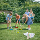 Jeu de Croquet Complet en Bois pour 4 Joueurs avec Arceaux Maillets et Boules – Jeu de Jardin avec Filet de Rangement