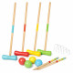 Jeu de Croquet Complet en Bois pour 4 Joueurs avec Arceaux Maillets et Boules – Jeu de Jardin avec Filet de Rangement