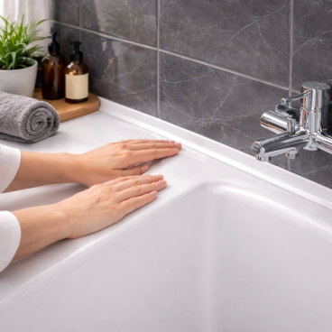 Bande d&rsquo;&Eacute;tanch&eacute;it&eacute; GEKO Blanche 22mm x 2,4M &ndash; Ruban Imperm&eacute;able pour Baignoire, Douche et &Eacute;vier, Amovible et R&eacute;utilisable