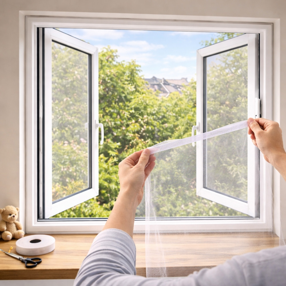 Bande Auto-Adhésive à Scratch GEKO Blanche 6,5M pour Fixation de Moustiquaire - Découpable, Réutilisable et Facile à Installer