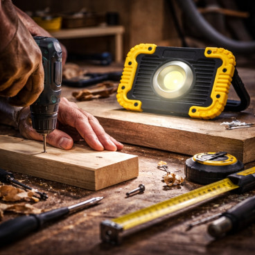 Projecteur Portable COB 13,5cm 6W IP53 &ndash; &Eacute;clairage Puissant, Poign&eacute;e Multipositions, 4 Aimants, 3 Modes LED, Couleur Al&eacute;atoire